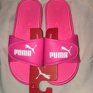 hot pink puma slides